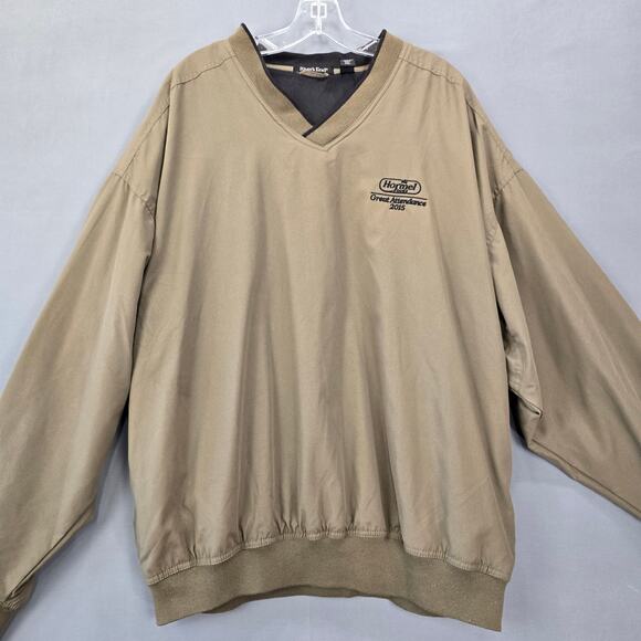 Hormel Foods Brown Olive Jacket Pullover V-Neck Long Sleeves Logo Men's Size 2XL - Picture 1 of 9